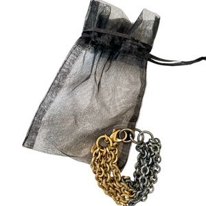 We Dream in Colour Brutalist chunky gold & gunmetal multi strand chain Bracelet